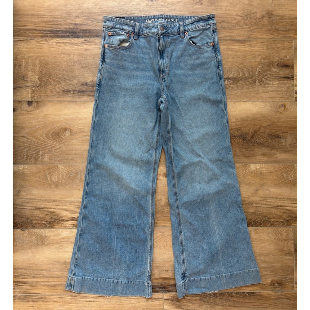 American Eagle High Rise Flare Jeans Womens 10 Stretch Wide Leg Trouser Boho Y2K